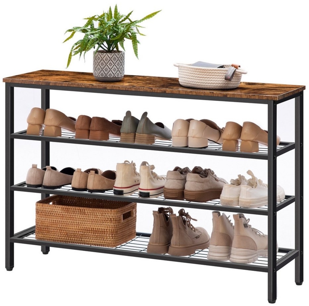 Hoobro Schuhregal mit 4 Ebenen, schmaler Schuh-Organizer mit Sitzfläche, 100x30x68cm, für Eingang, Wohnzimmer, Flur und Schlafzimmer Bild 1