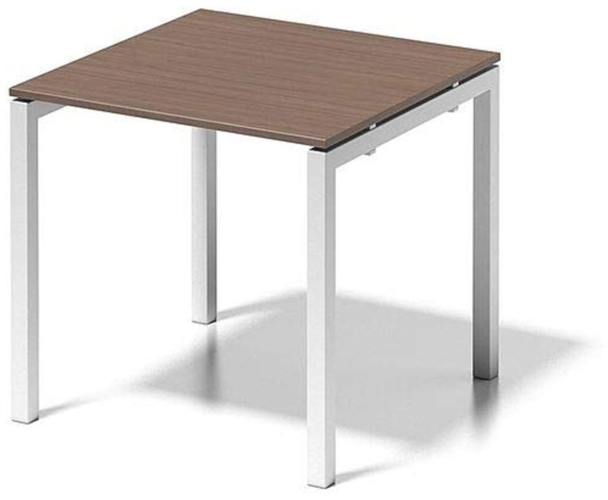 BISLEY Cito Schreibtisch, 740 mm höhenfixes U-Gestell, Metall, Wn396 Dekor Nußbaum, Gestell Verkehrsweiß, 80 x 80 x 74 cm Bild 1