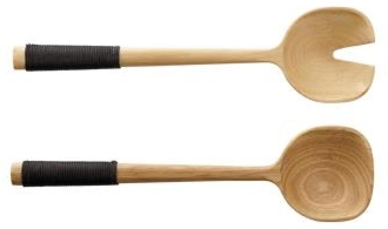 ASA Selection wood Salatbesteck, 2-tlg, mit schwarzem Nylongriff, Salat Besteck, Salatgabel, Gummibaumholz, 53932970 Bild 1