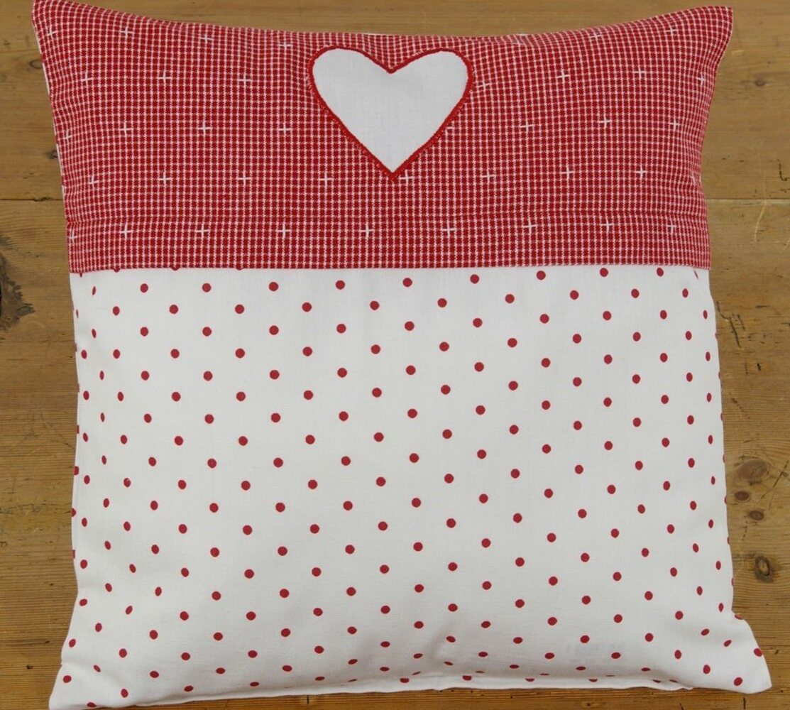 matches21 HOME & HOBBY Kissenbezüge Kissen-Bezug 40x40 cm Ric-Rac Herz rot weiß Baumwolle, (1 Stück), Wohnzimmer Kissen-Hülle als Deko-Kissen Zier-Kissen Sofa-Kissen Bild 1
