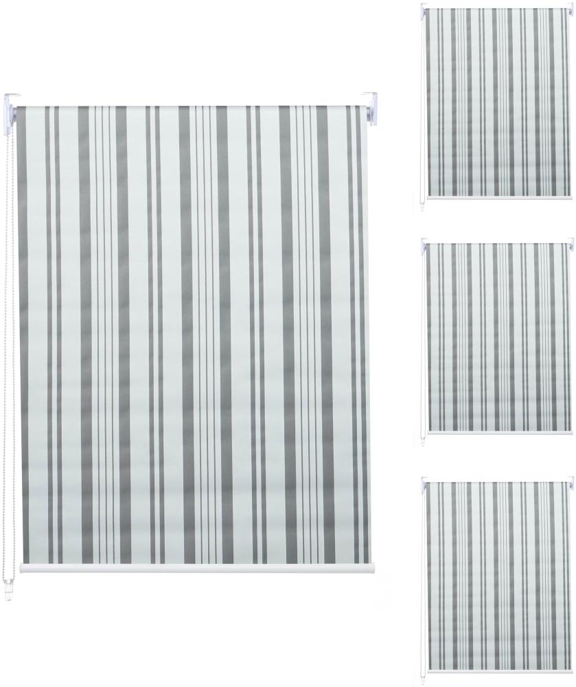 4er-Set Rollo HWC-D52, Fensterrollo Seitenzugrollo Jalousie, 100x160cm Sonnenschutz blickdicht ~ grau/weiß Bild 1