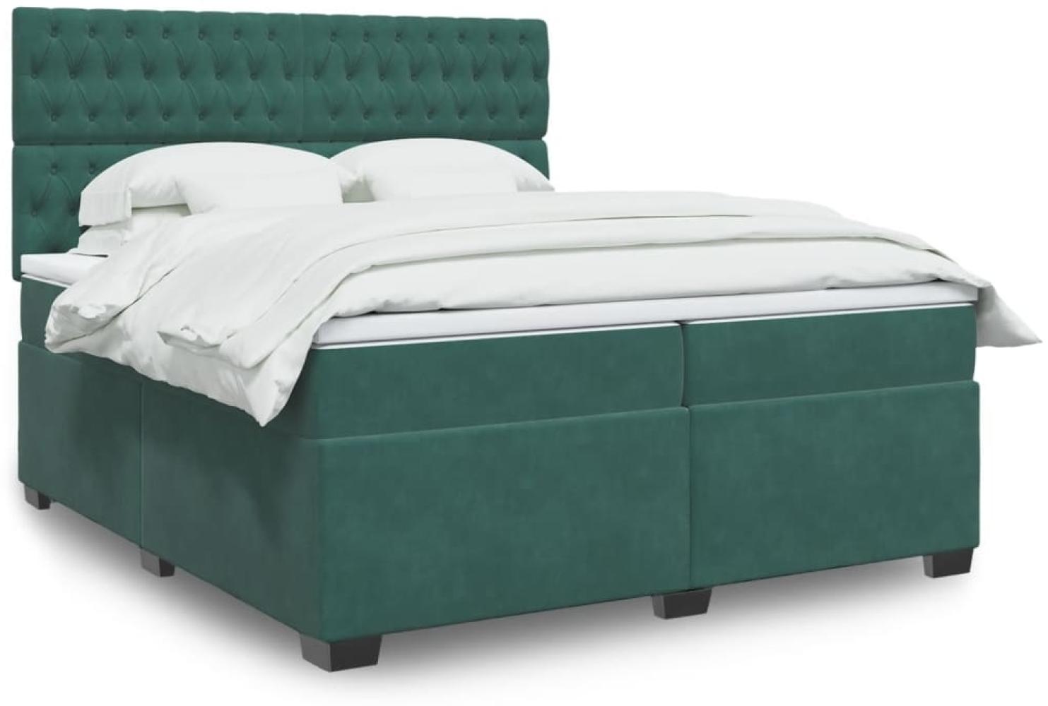 vidaXL Boxspringbett mit Matratze Dunkelgrün 200x200 cm Samt 3293311 Bild 1