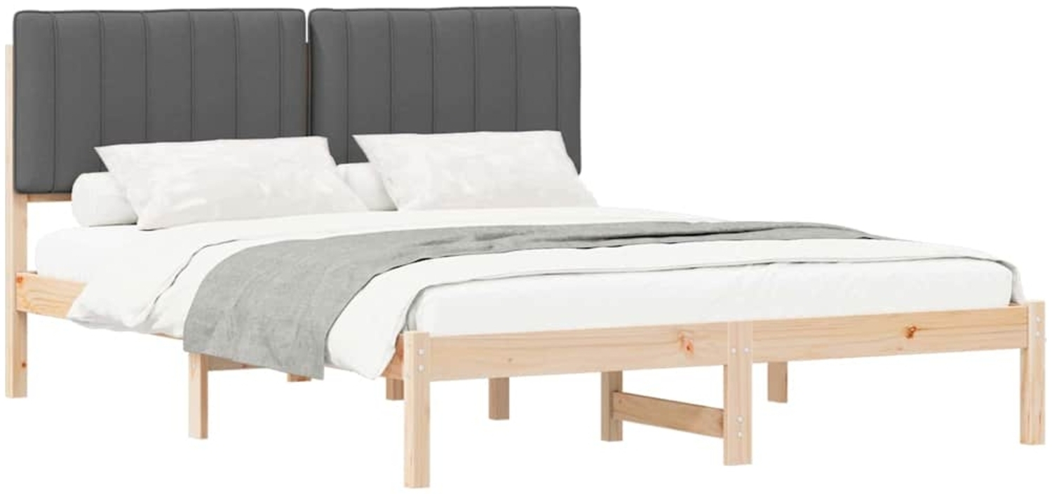 vidaXL Bettgestell mit gepolstertem Kopfteil Dunkelgrau 150x200 cm 878040 Bild 1
