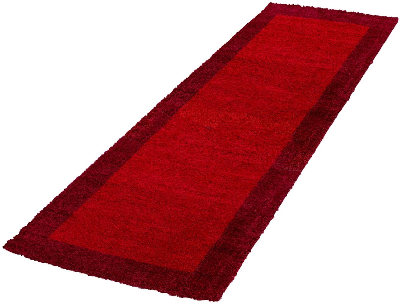 Hochflor Teppich Lux Läufer - 80x250 cm - Rot Bild 1