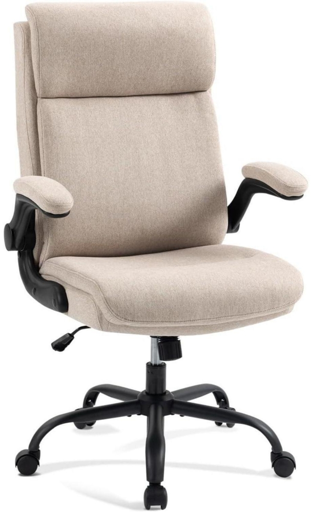 Ergonomischer Bürostuhl mit Rückenlehne Armlehne höhenverstellbar Beige Bild 1