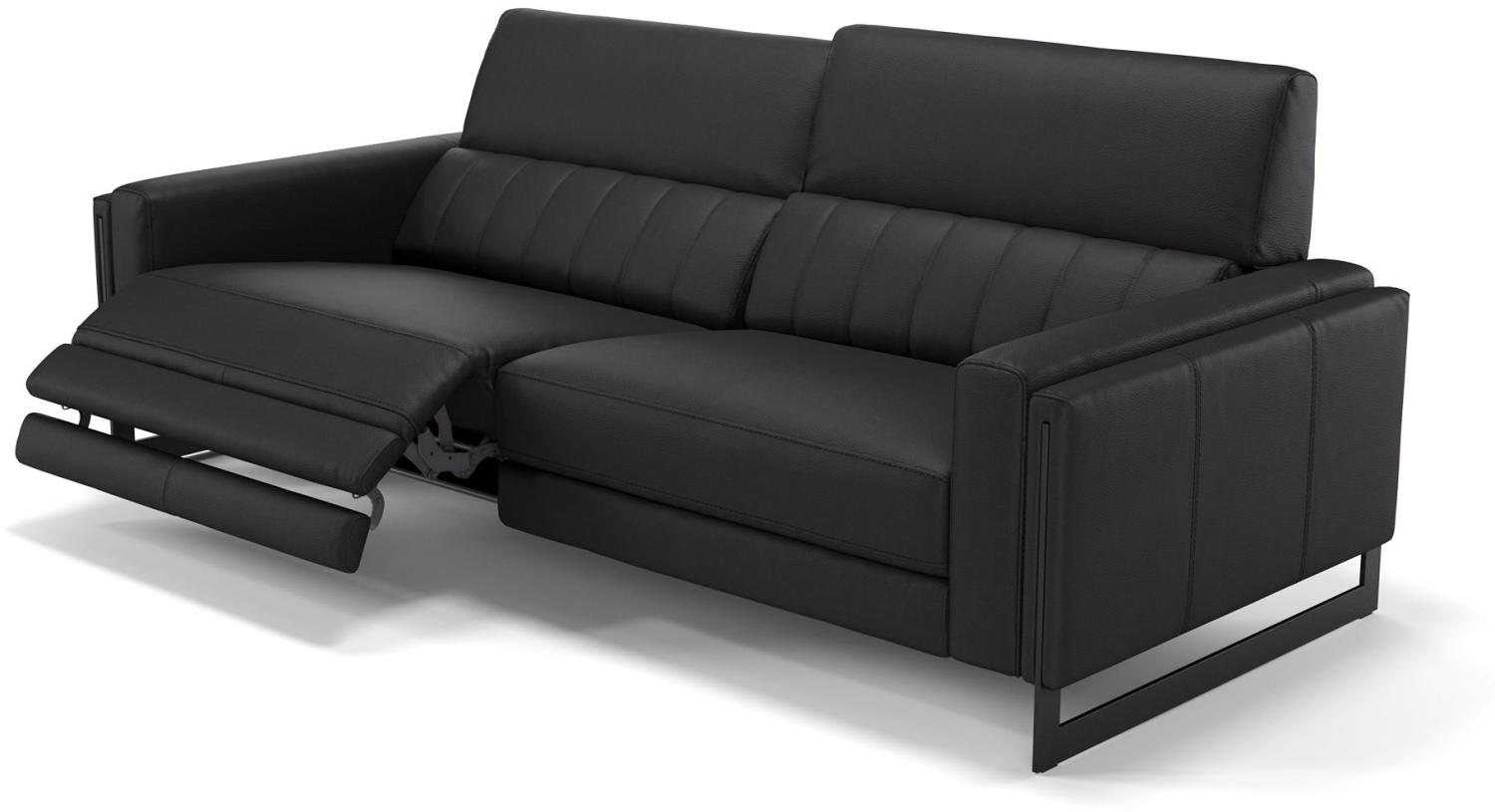 Sofanella 3-Sitzer MARA Leder Sofa Sofagarnitur in Schwarz M: 232 Breite x 101 Tiefe Bild 1