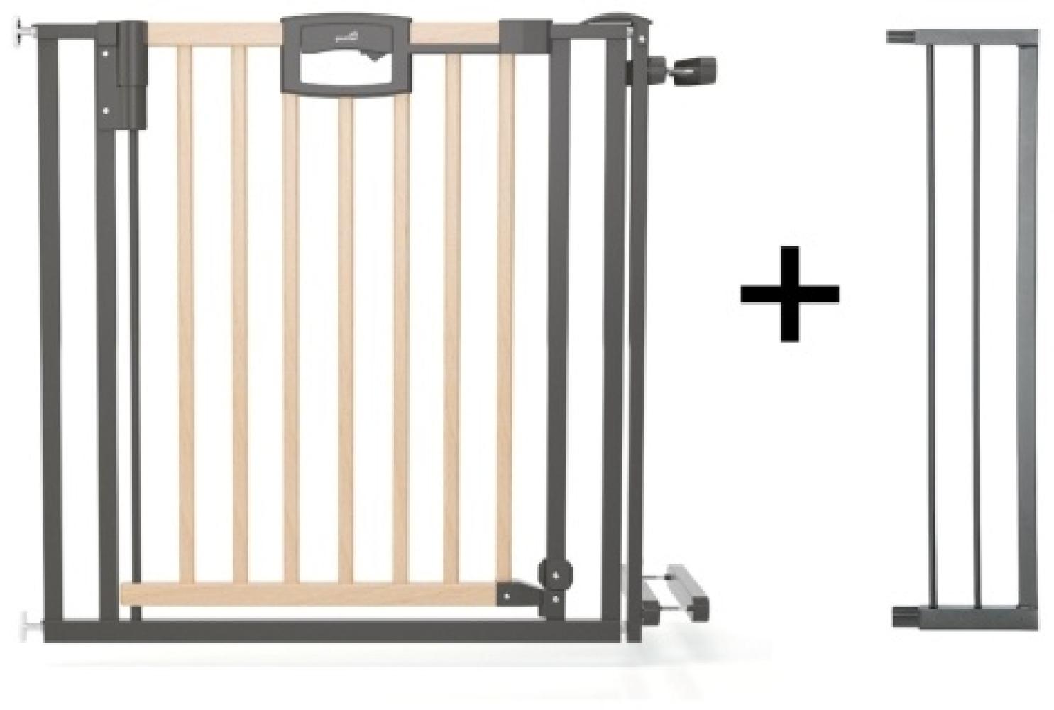 Geuther Türschutzgitter 'Easylock Plus' zum Klemmen für Öffnungen, Holz/ Metall, Natur/ Schwarz, 100 cm - 108,5 cm Bild 1