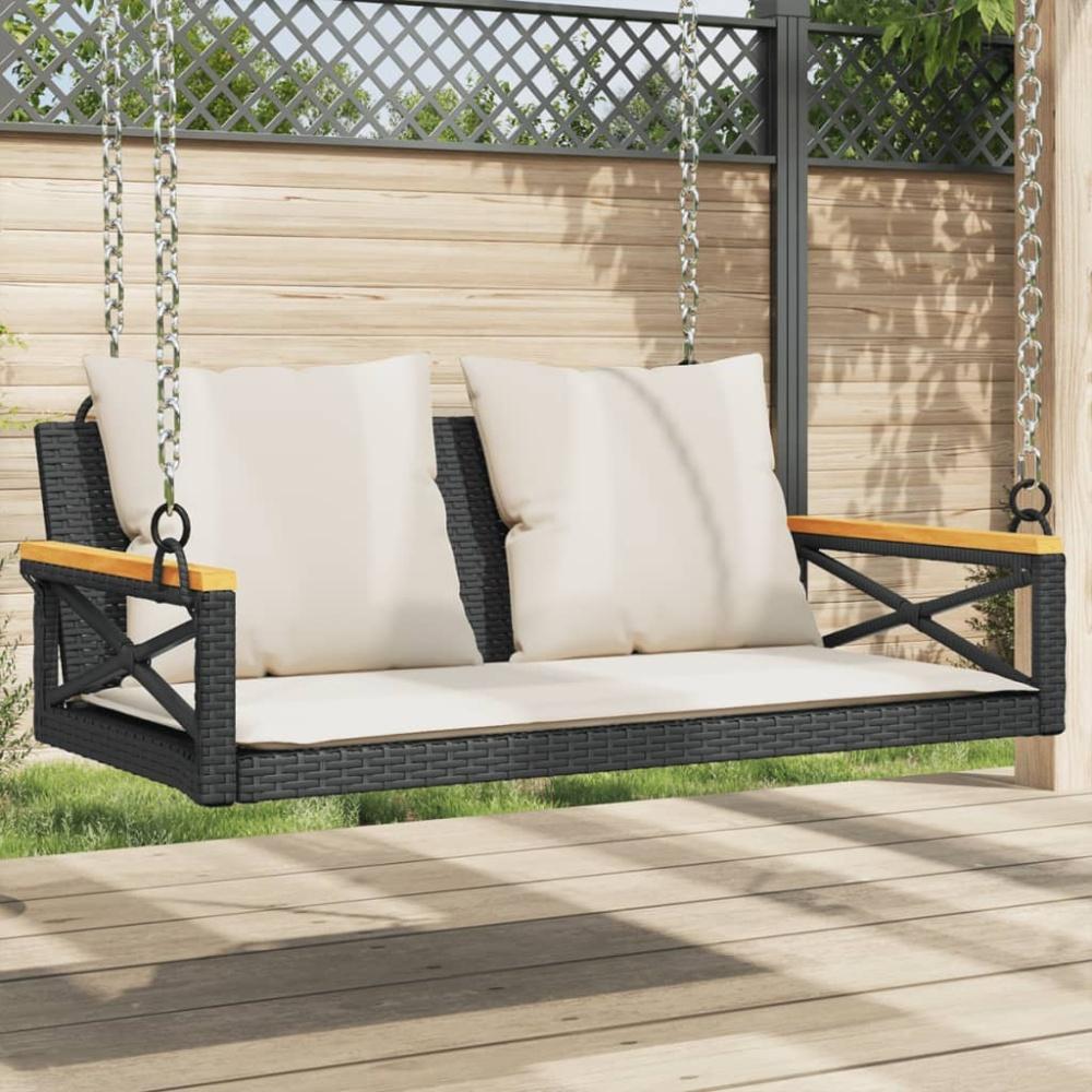 vidaXL Hängebank mit Kissen Schwarz 109x62x40 cm Poly Rattan 368155 Bild 1