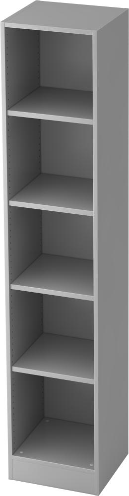 bümö office Regal grau, Standregal Holz - Aktenregal für Ordner & Bücher, Bücherregal 40 cm schmal, 5 OH Regal Wand, Büroregal, Holzregal, Ordnerregal, Buchregal, Wandregal, Büromöbel, 6040-5 Bild 1