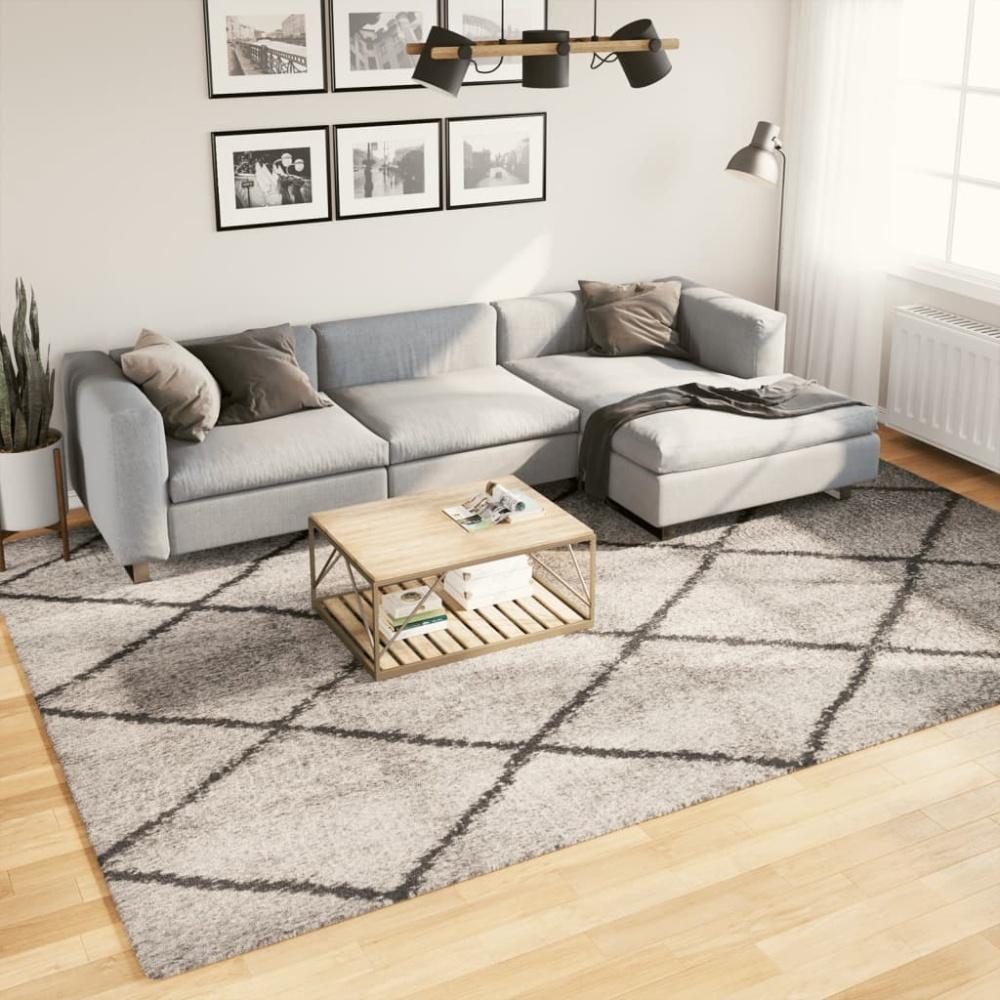 vidaXL Shaggy-Teppich Hochflor Modern Beige Anthrazit 240x340 cm 375395 Bild 1