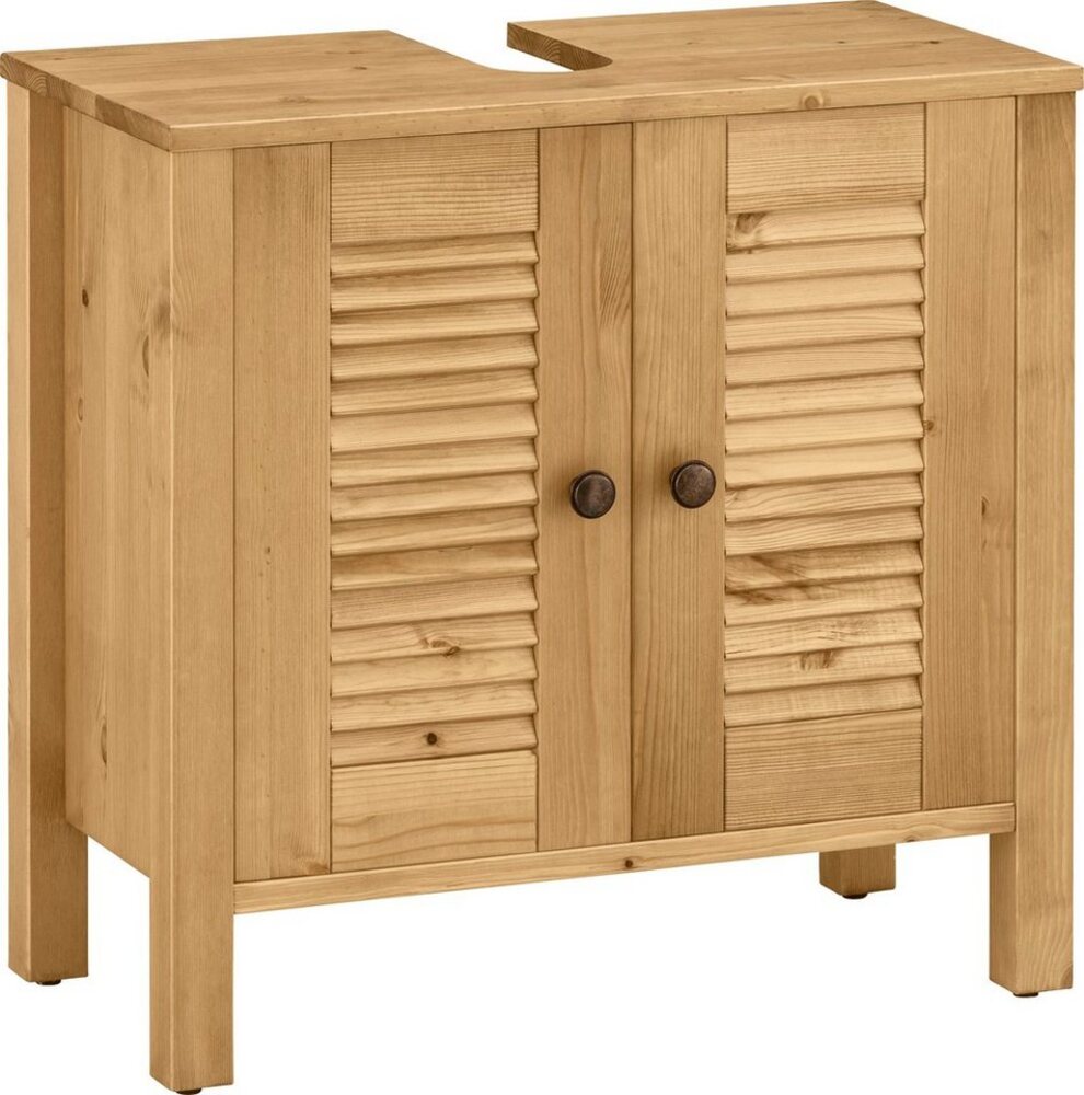 Home affaire Waschbeckenunterschrank Ayanna aus Massivholz, FSC®, Lamellenfront, Höhe 57 cm, Breite 59 cm Bild 1