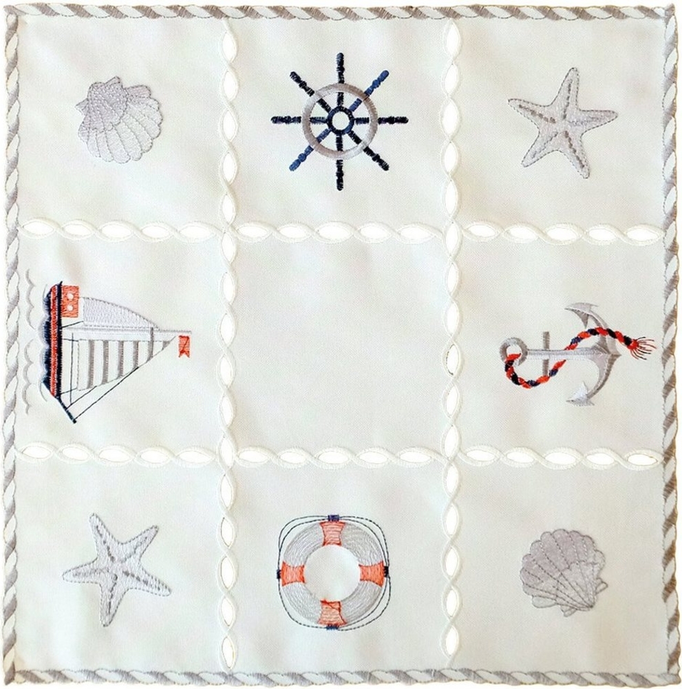 matches21 HOME & HOBBY Tischdecke Tischdeckchen NINA maritime Stickerei & Cutouts Polyester 40 x 40 cm (1-tlg), Pflegeleicht & waschbar bei 30 °C Bild 1