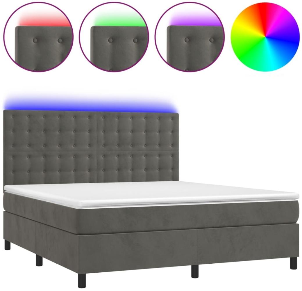 vidaXL Boxspringbett mit Matratze & LED Dunkelgrau 160x200 cm Samt 3136372 Bild 1