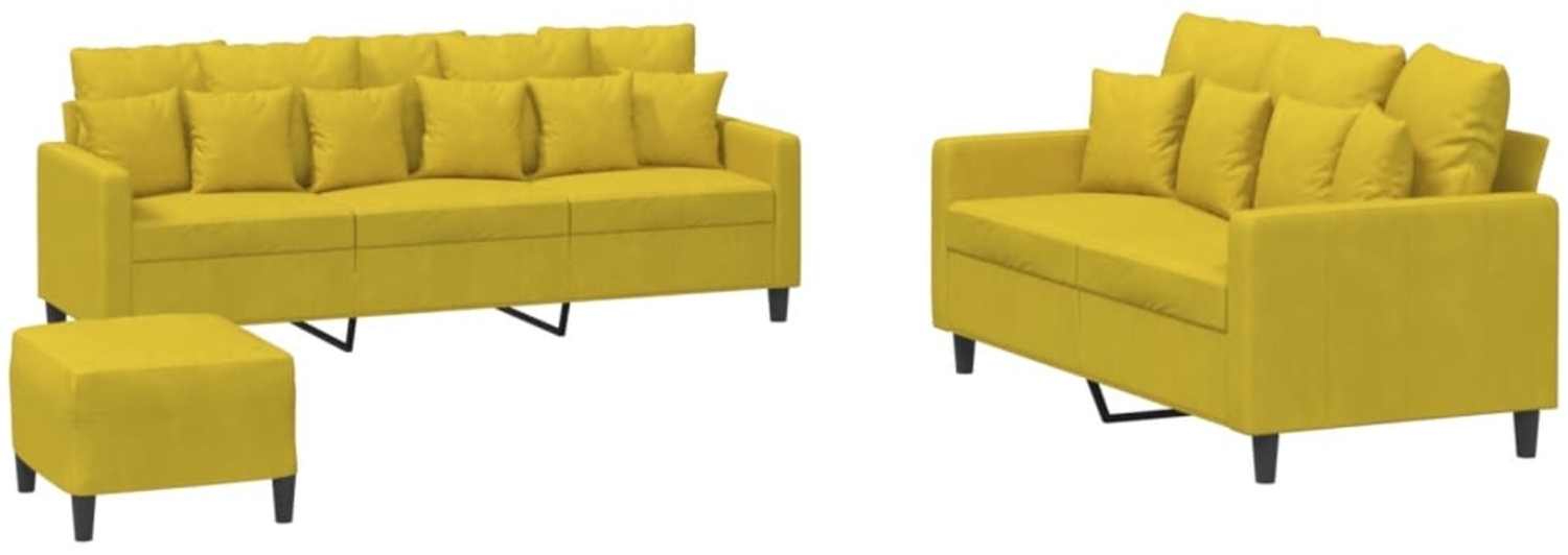 vidaXL 3-tlg. Sofagarnitur mit Kissen Gelb Samt 3201736 Bild 1