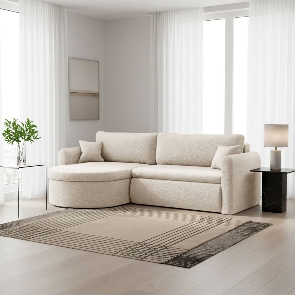 Ecksofa Schlafsofa FELIZ Stoff Quelle Creme Ottomane Links Bild 1