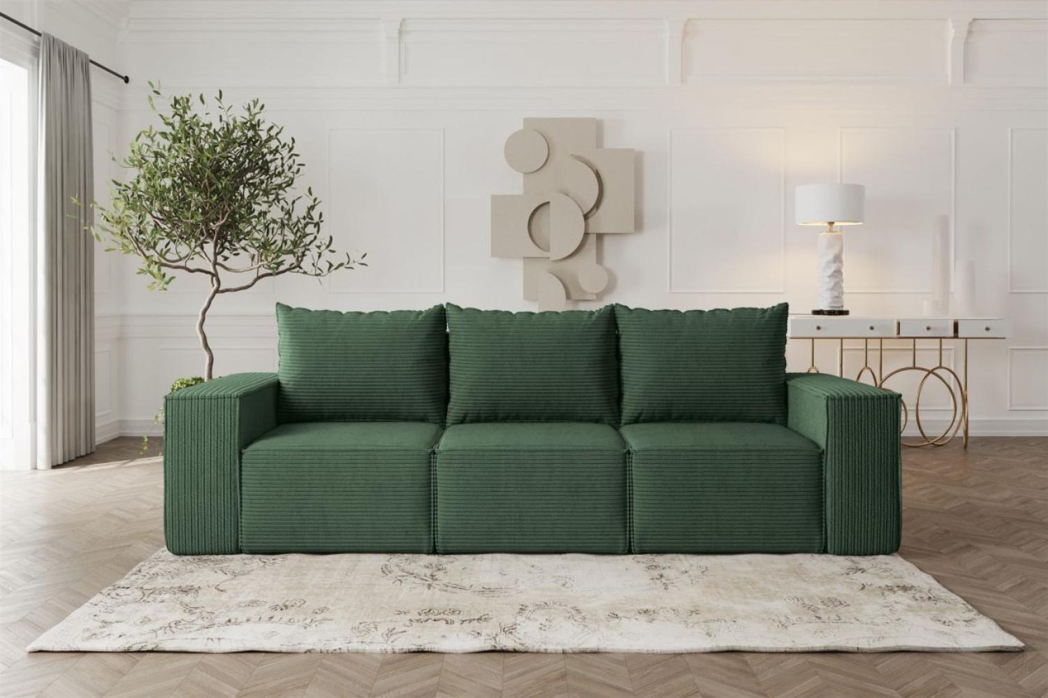 Sofa Designersofa ESTELLE 3-Sitzer mit Schlaffunktion in Stoff Poso Grün Bild 1