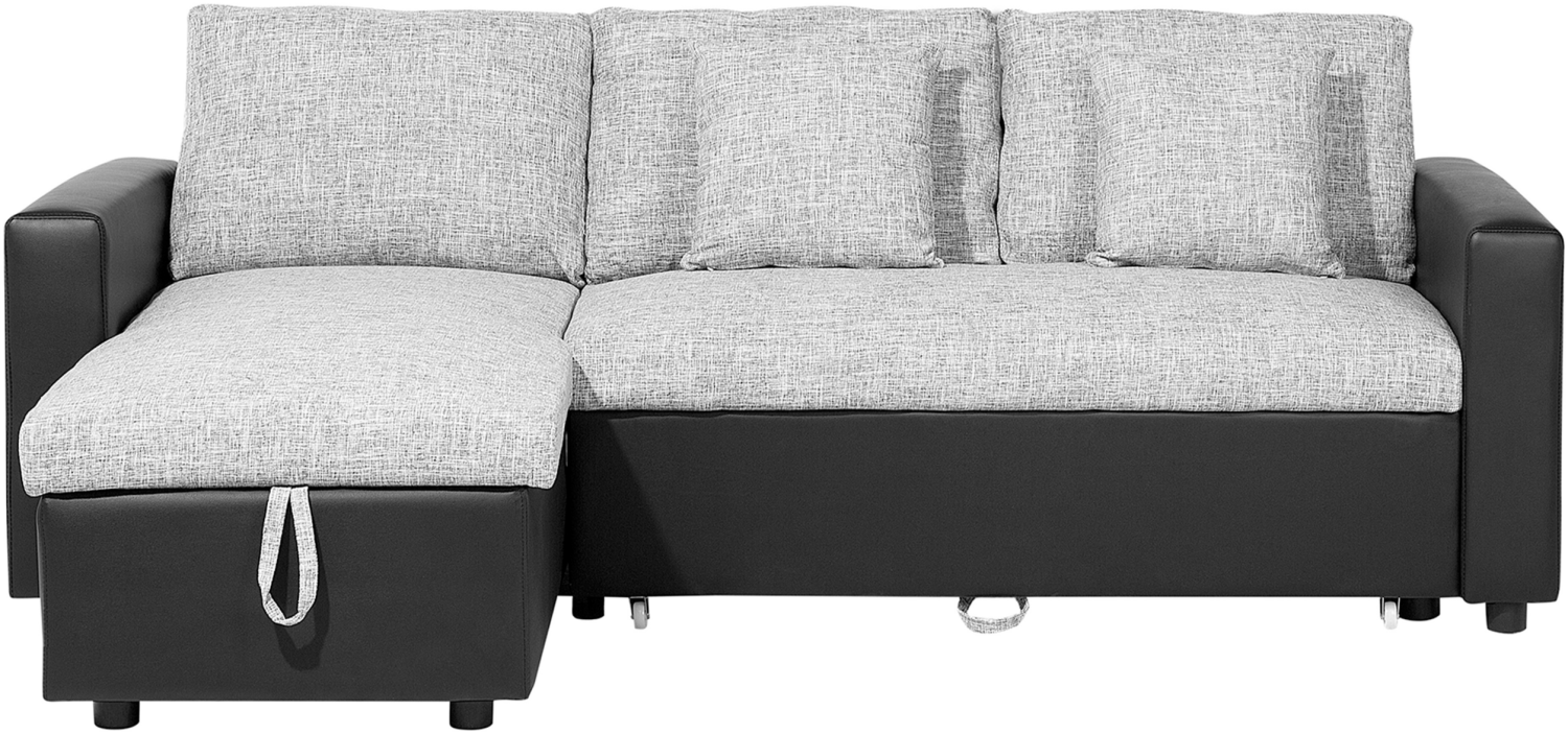 Ecksofa mit Schlaffunktion Polsterbezug grau meliert rechtsseitig TAMPERE Bild 1