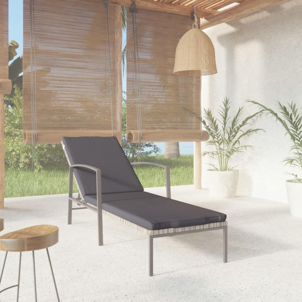 vidaXL Sonnenliege mit Auflage Poly Rattan Grau 317636 Bild 1