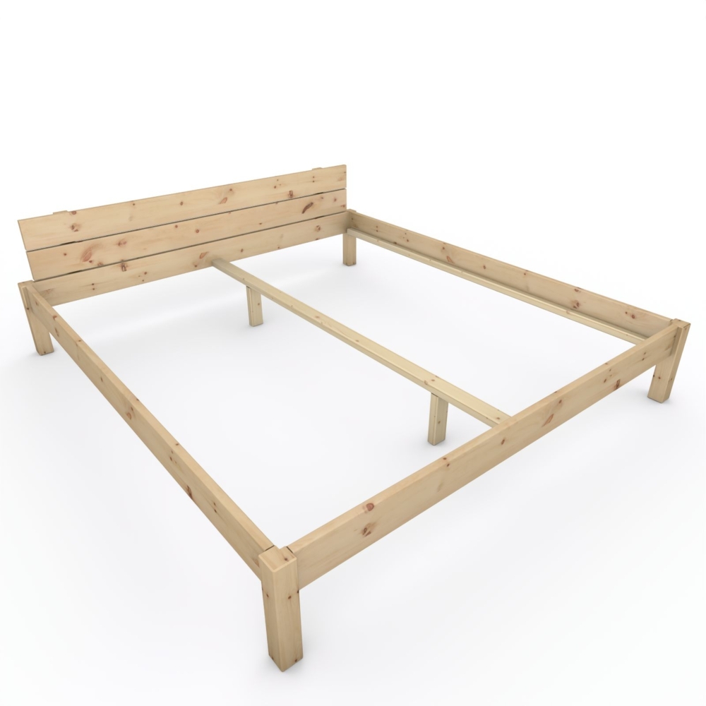 Pfostenbett "metallarm" Zirbe Holzbett "Daybett" 200 x 220cm 38cm Doppelbett Bild 1