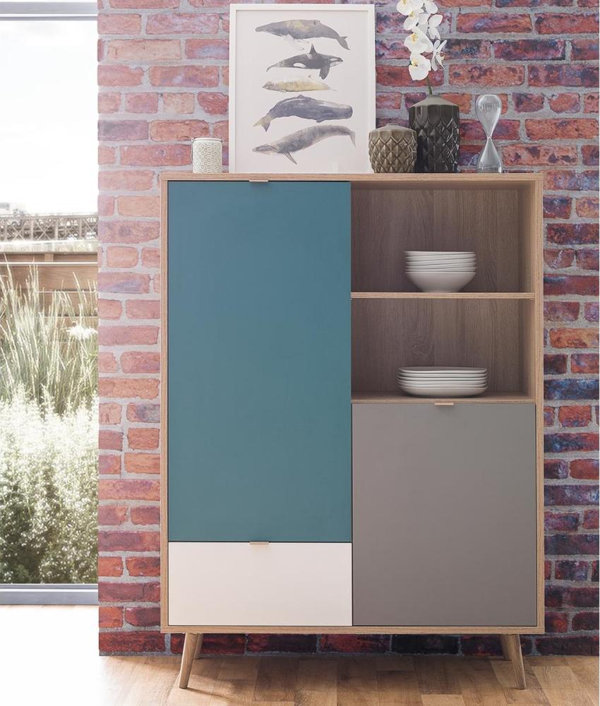 Highboard >Visby< in Sonoma-Eiche - 103x138x40cm (BxHxT) Bild 1