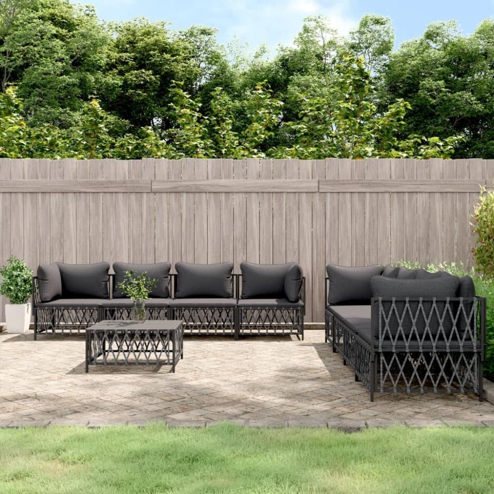 vidaXL 9-tlg. Garten-Lounge-Set mit Kissen Anthrazit Stahl 3186831 Bild 1