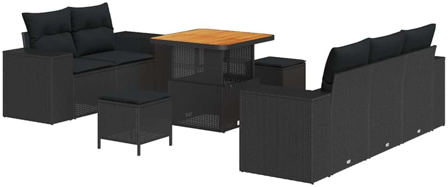 vidaXL Gartensofa-set mit Kissen mit Kissen 8 pcs Schwarz Poly Rattan 3363894 Bild 1