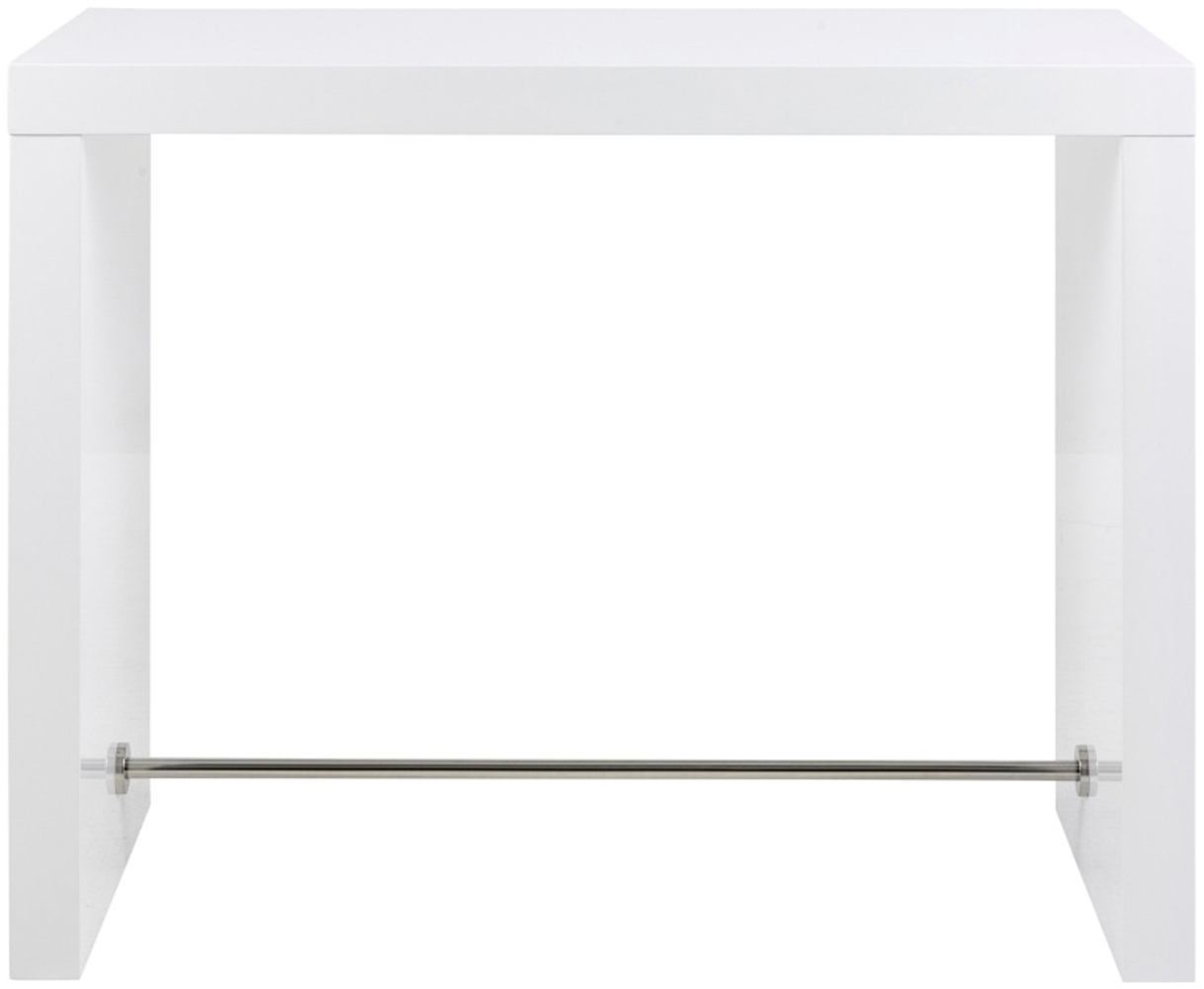 Bartisch Weiß Hochglanz mit Querstrebe aus Metall MDF 60 x 130 x 105 cm Bild 1