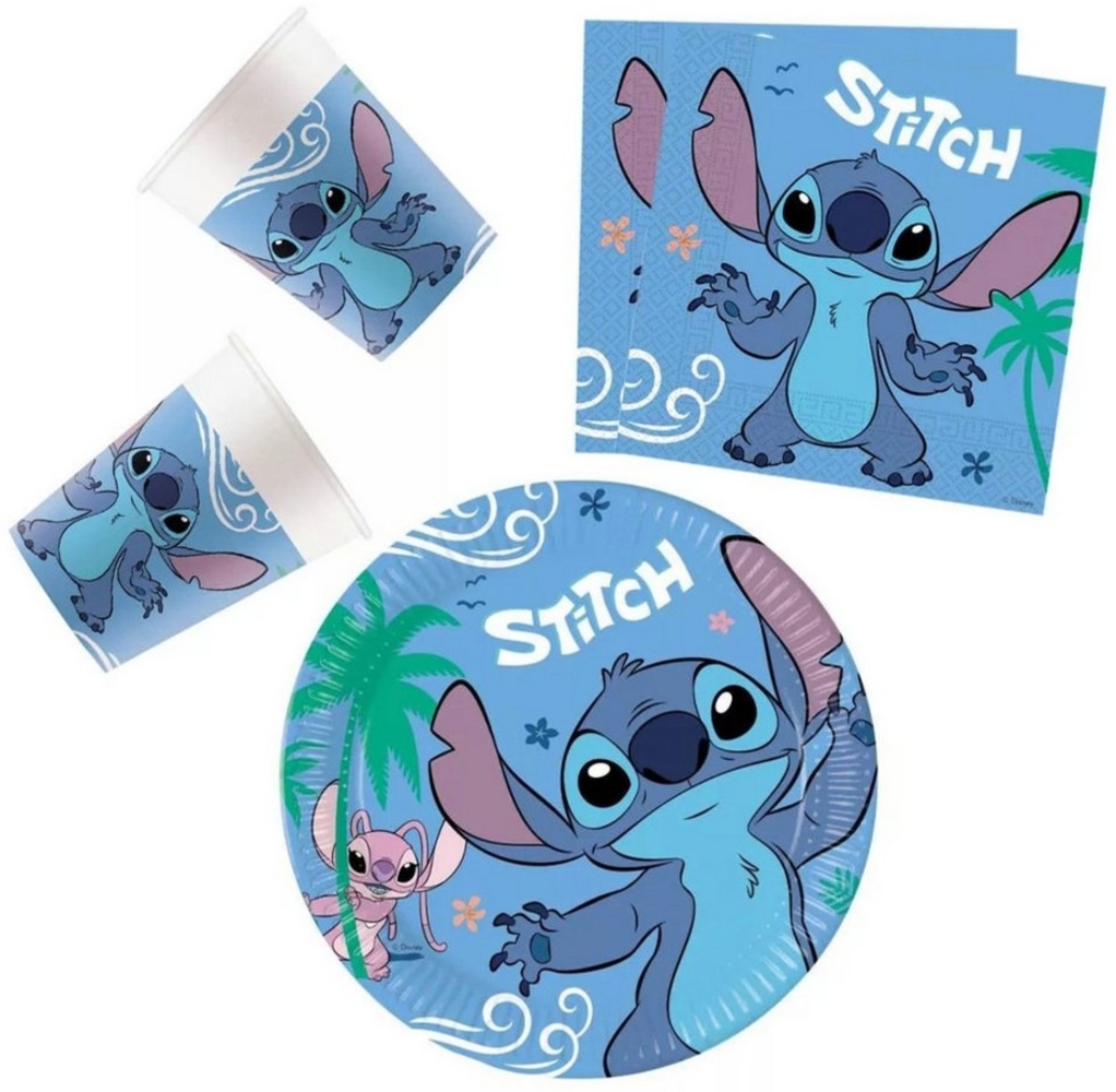 Disney Kindergeschirr-Set Disney Stitch Kinder Geburtstag Deko Set 36tlg. Geschirr Partyset (36-tlg), 8 Personen, Pappe Bild 1