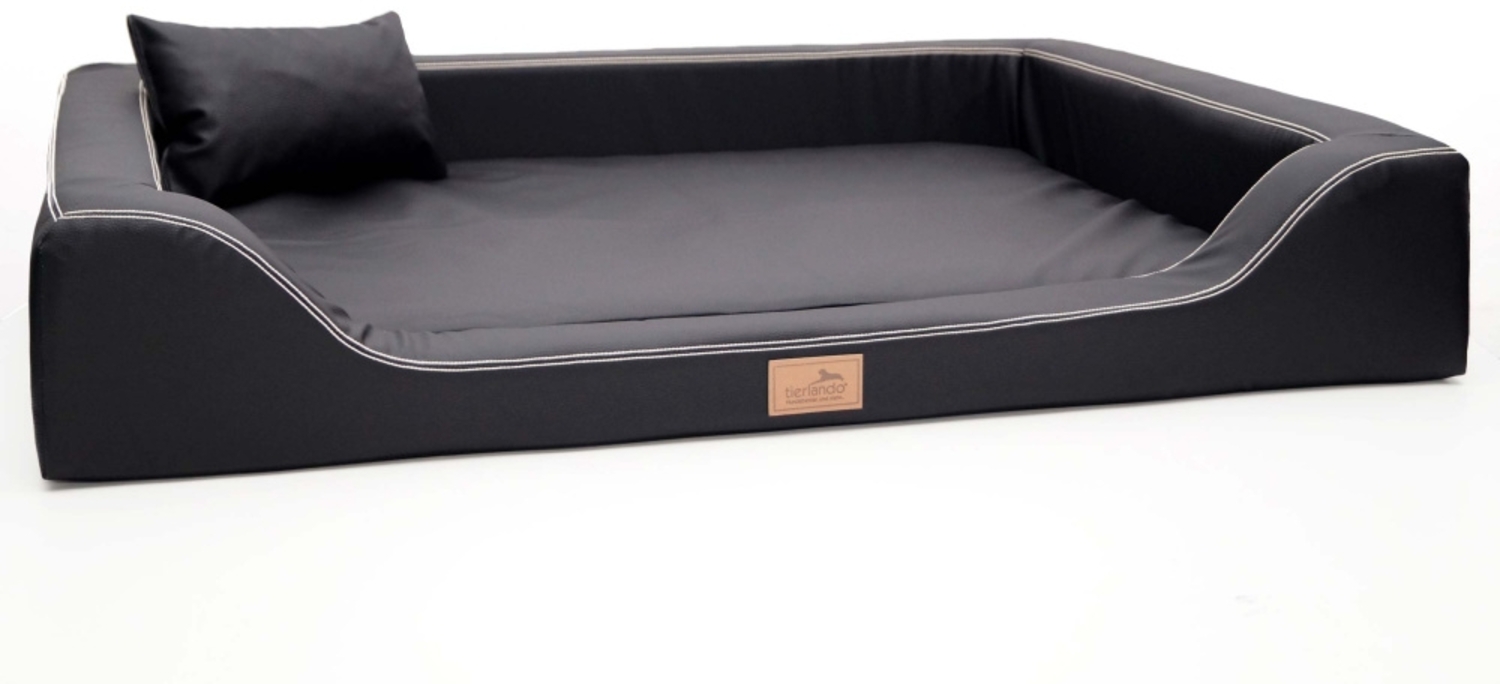 MELODY LATEX Anti-Haar Kunstleder | Orthopädisches LUXUS-Hundebett - 03 Schwarz, 120x85cm Bild 1