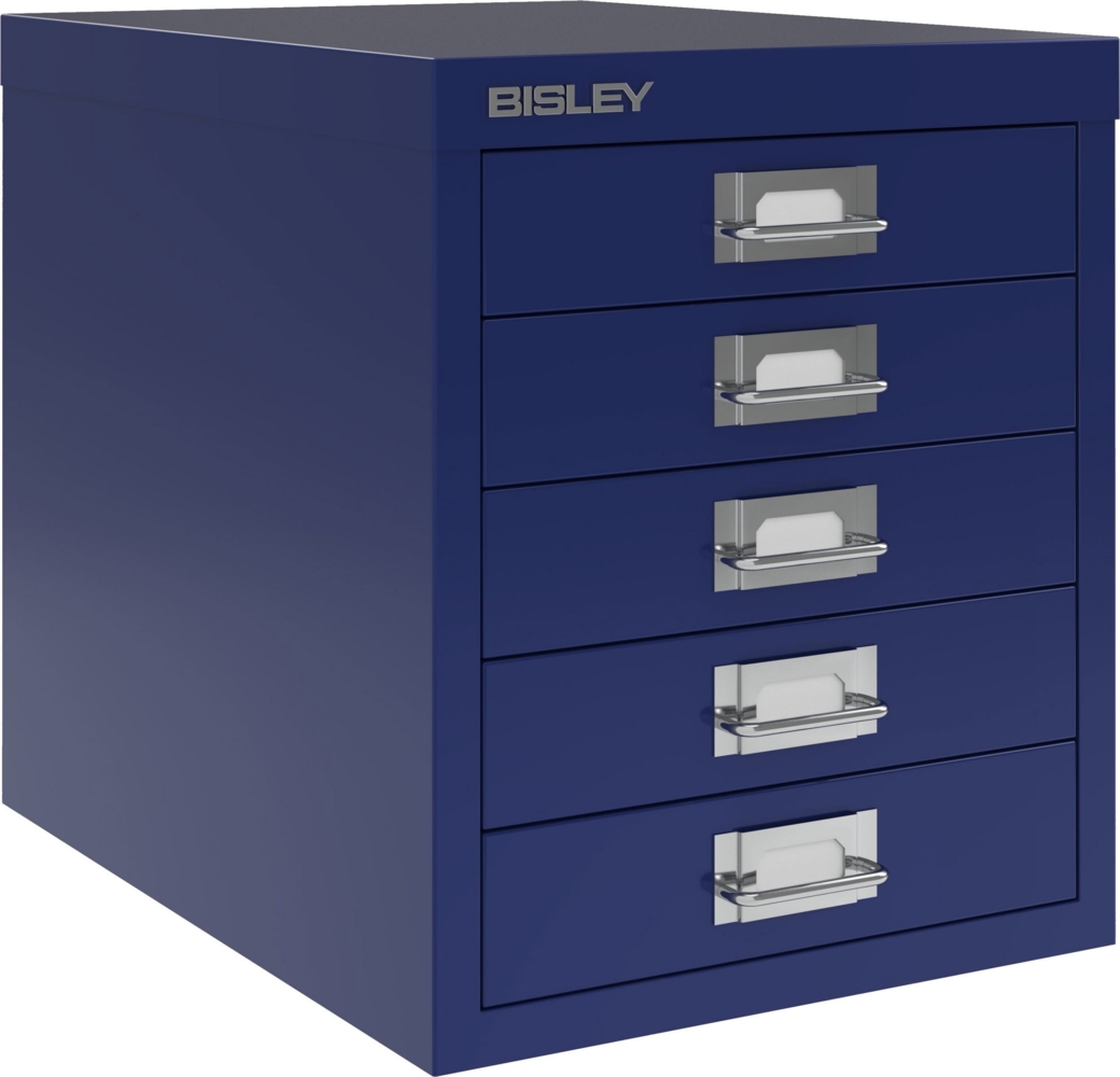 BISLEY Schubladenschrank aus Metall für DIN A4 in oxfordblau Schrank mit 5 Schubladen Büroschrank Werkzeugschrank, L125-639 Bild 1