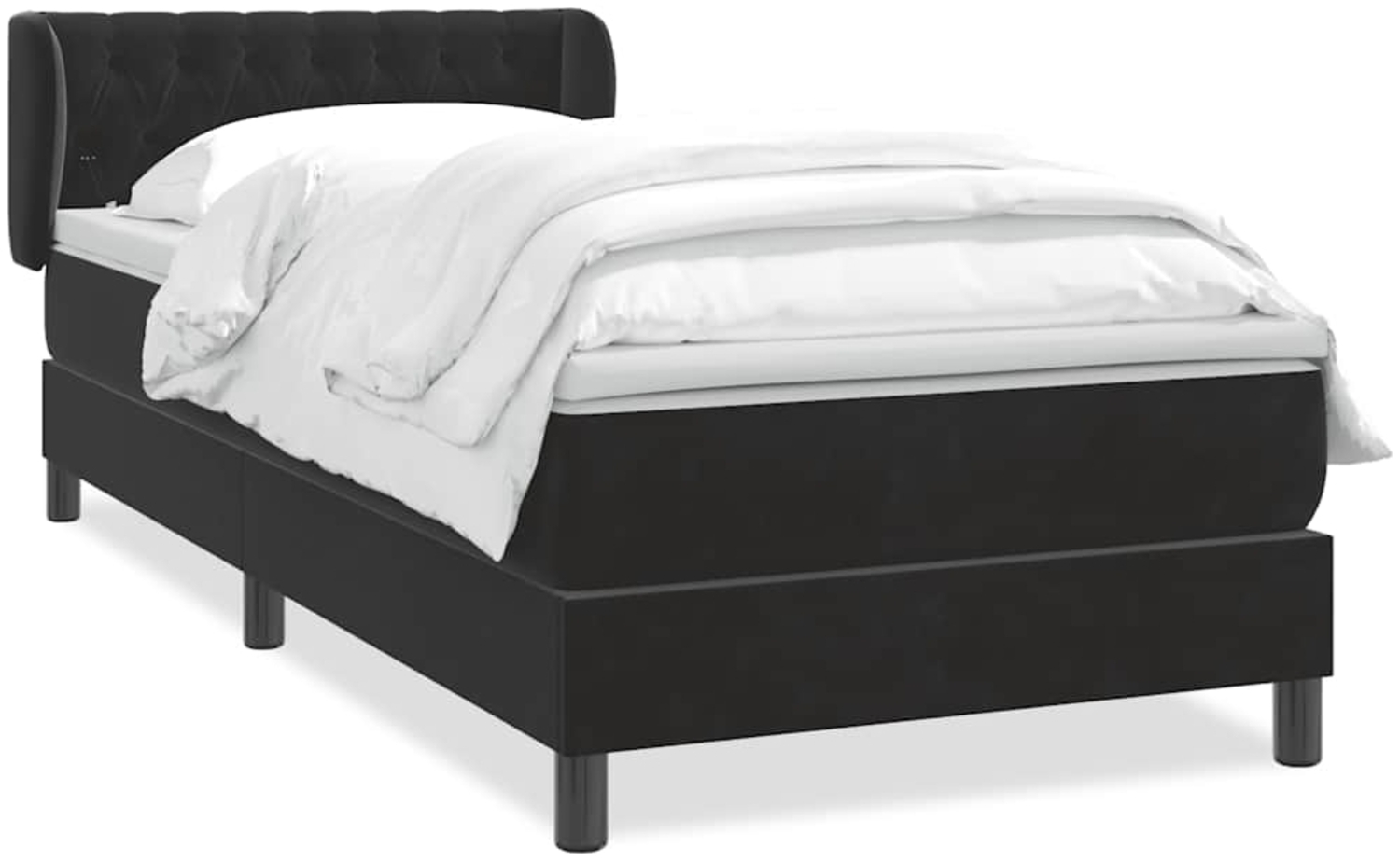 vidaXL Boxspringbett mit Matratze Schwarz 90x210 cm Samt 3317765 Bild 1