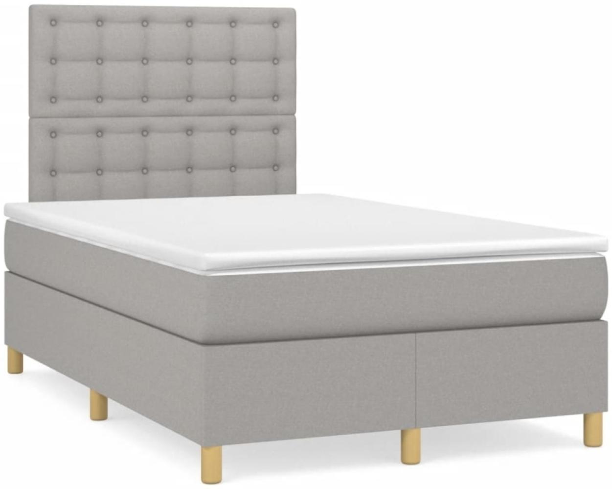 vidaXL Boxspringbett mit Matratze & LED Hellgrau 120x190 cm Stoff 3270274 Bild 1