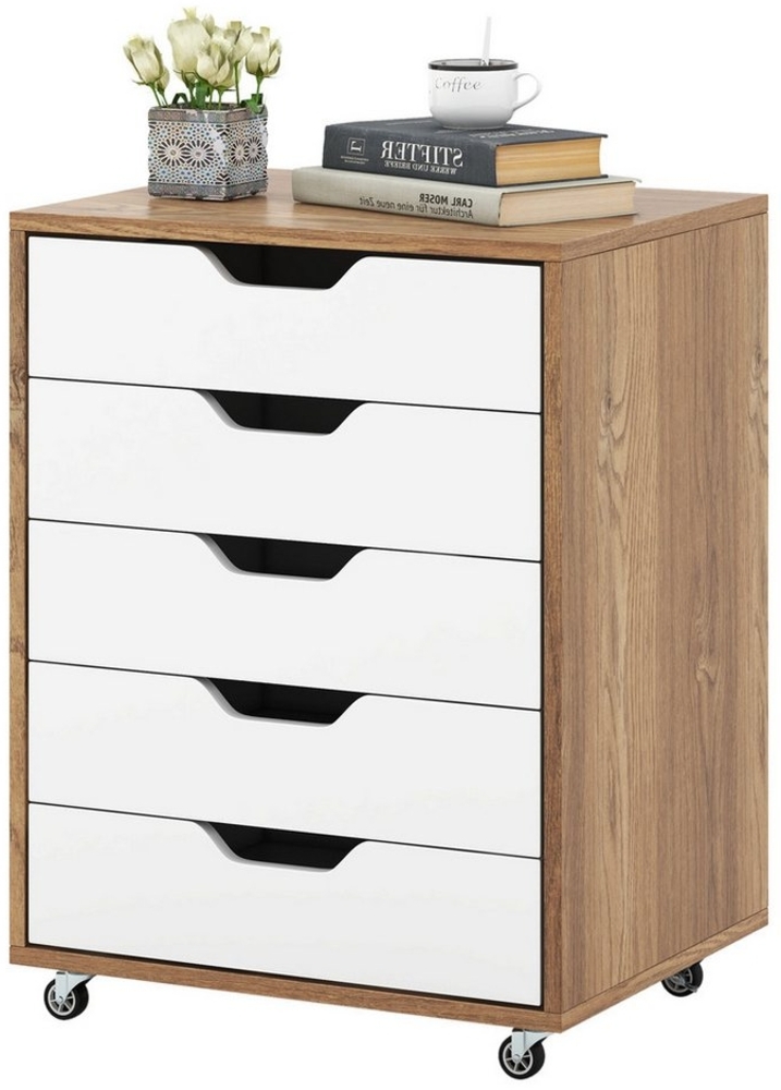 KOMFOTTEU Aktenschrank mit Rollen & 5 Schubladen, 48 x 39,5 x 65,5 cm Bild 1