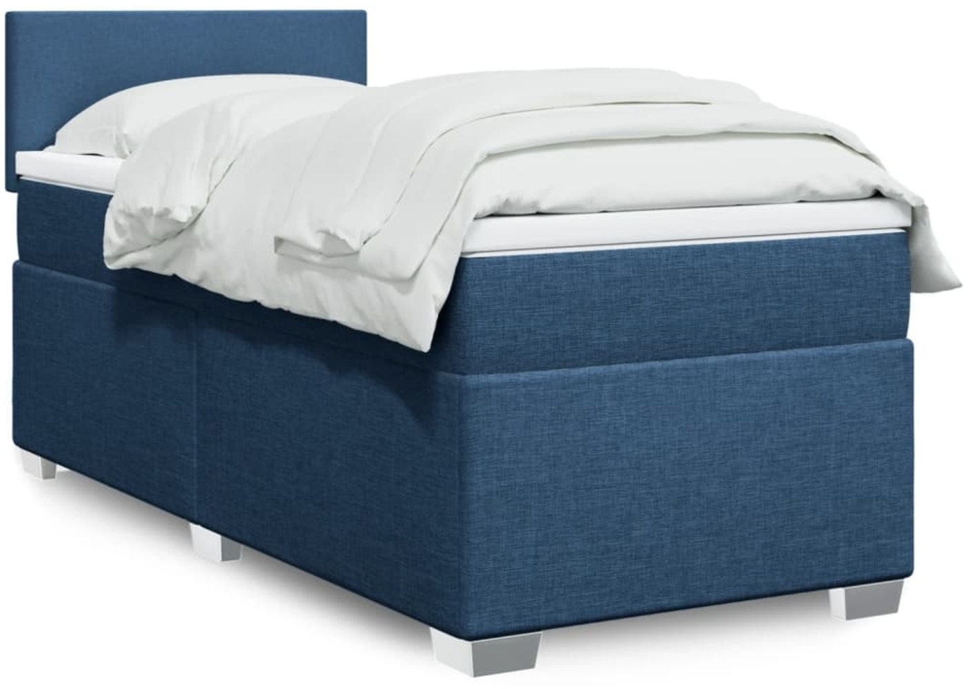 vidaXL Boxspringbett mit Matratze Blau 90x190 cm Stoff 3285742 Bild 1