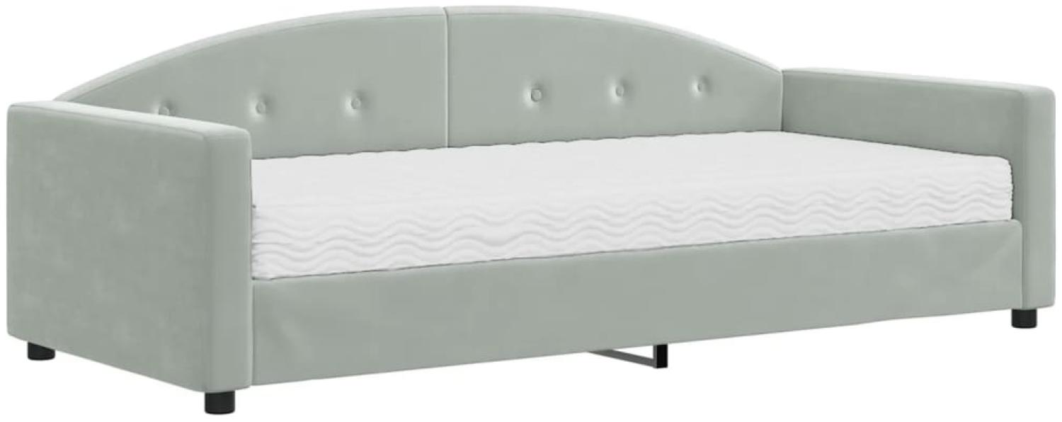 vidaXL Tagesbett mit Matratze Hellgrau 90x200 cm Samt 3197277 Bild 1