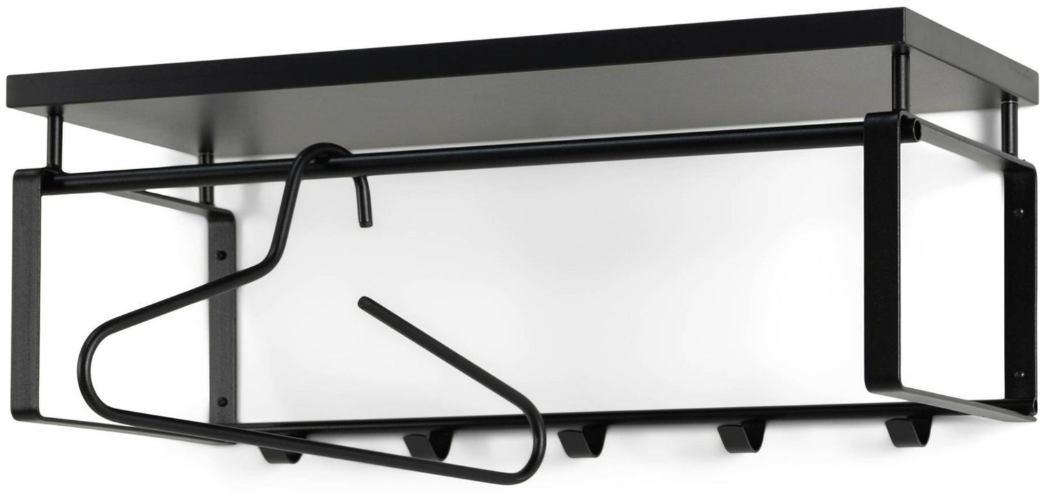 Wandgarderobe REX 3 Schwarz, Garderobe mit 5 Haken und Hutablage Bild 1