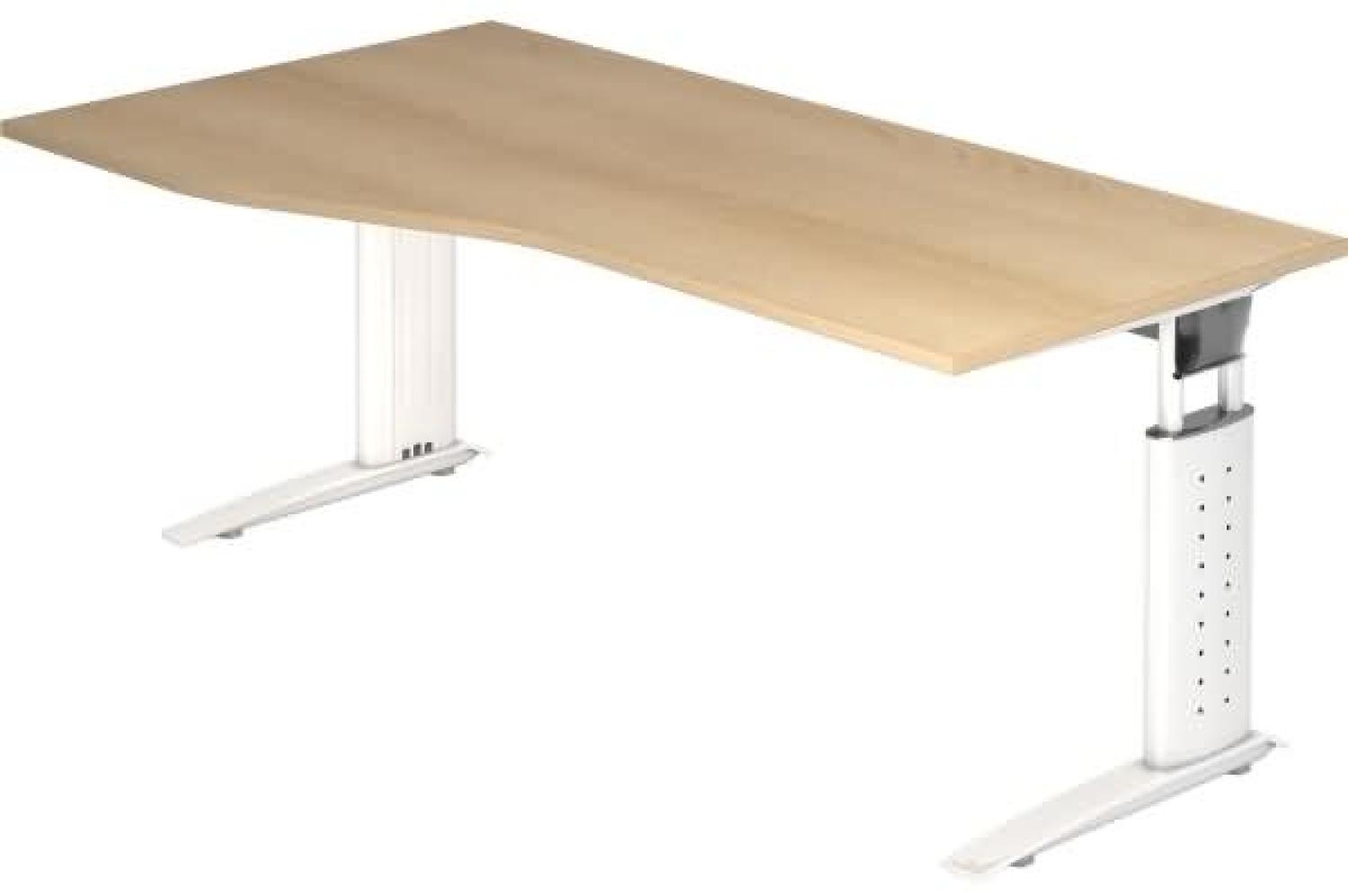 Schreibtisch US18 180x100 / 80cm Eiche Gestellfarbe: Weiß Bild 1