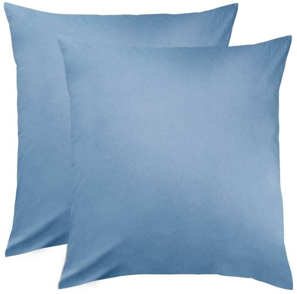 BettwarenShop Single Jersey Kissenbezug Ulm 2er Pack|80x80 cm| stahlblau Bild 1