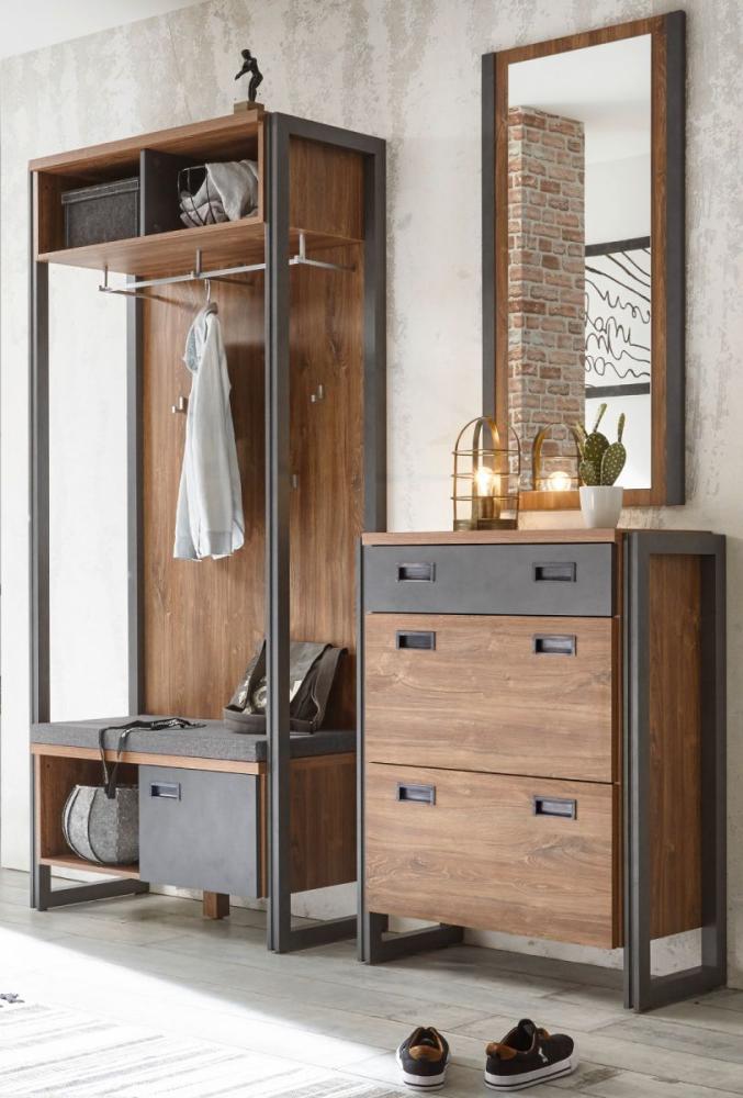 Garderobe Set Auburn Eiche Stirling und Matera grau 175 x 210 cm Bild 1