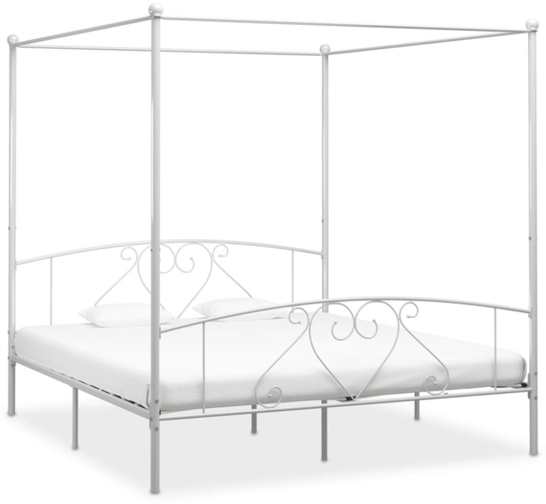 vidaXL Himmelbett-Gestell Weiß Metall 200 x 200 cm 284432 Bild 1