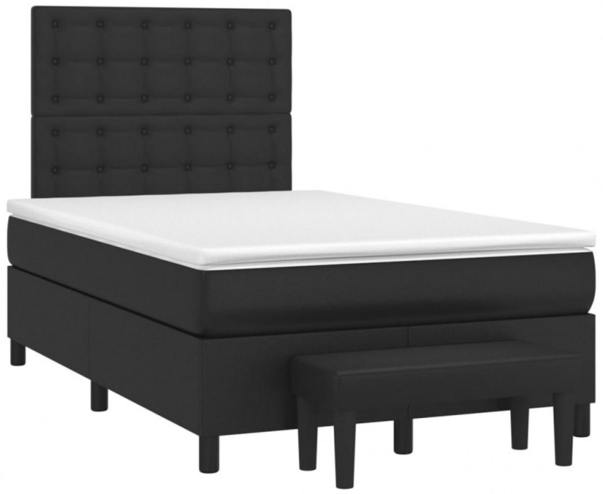 vidaXL Boxspringbett mit Matratze, Kunstleder schwarz, 120 x 190 cm Bild 1