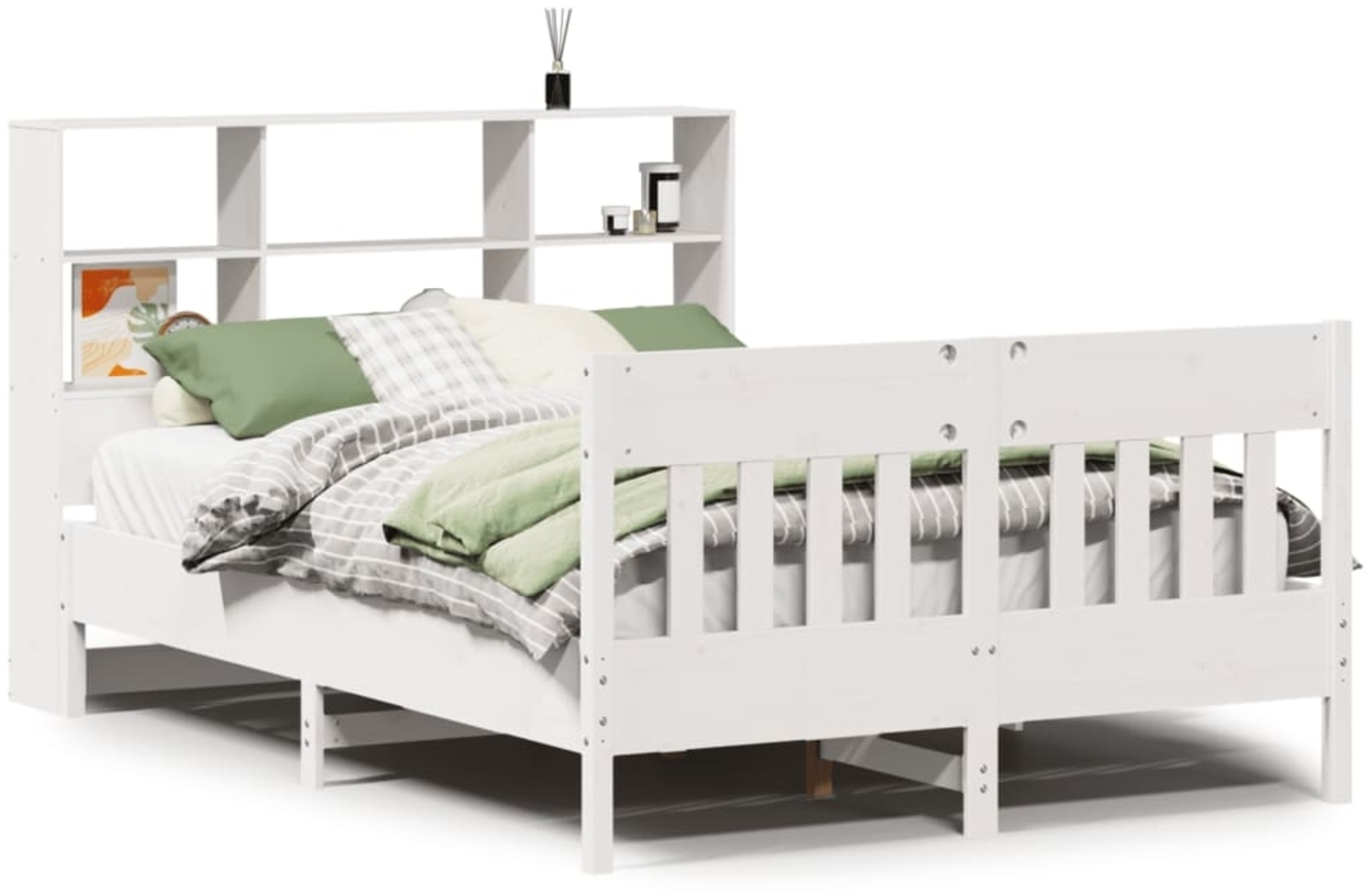 vidaXL Massivholzbett ohne Matratze Weiß 140x190 cm Kiefernholz 3323234 Bild 1