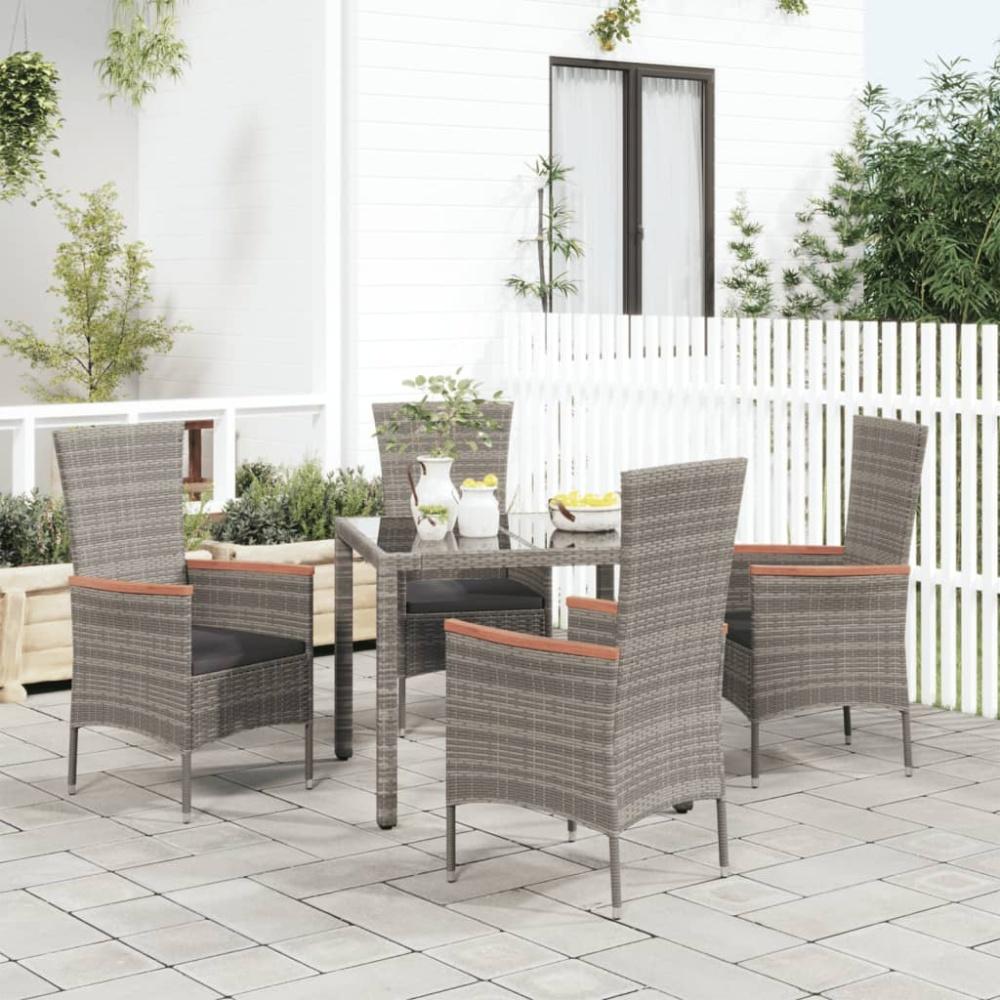 vidaXL Gartenstühle mit Kissen 4 Stk. Poly Rattan Grau 319528 Bild 1