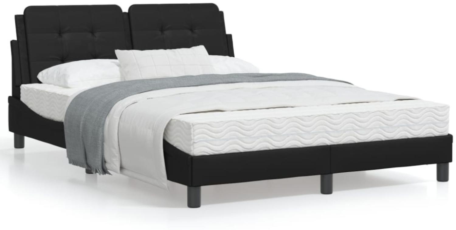 vidaXL Bett mit Matratze Schwarz 140x190 cm Kunstleder 3208859 Bild 1