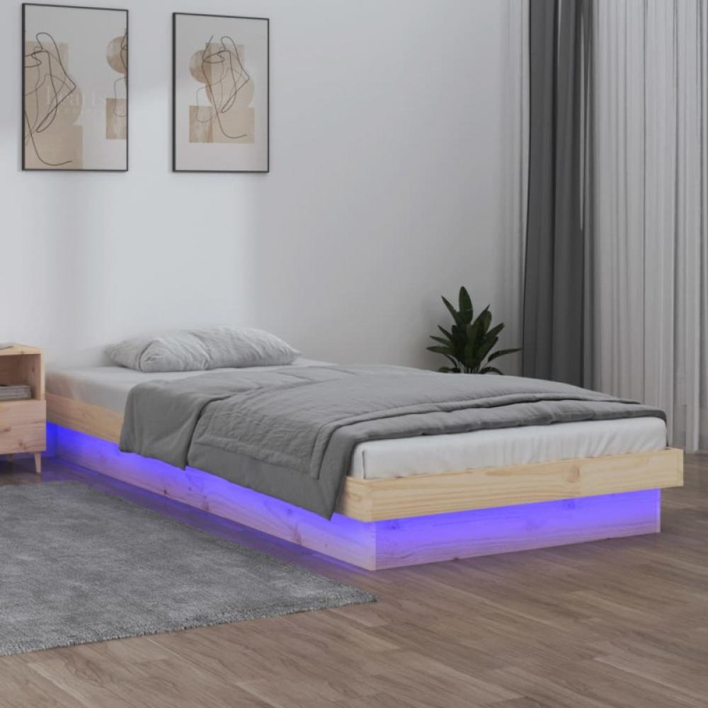 Massivholzbett mit LED-Beleuchtung 100x200 cm Bild 1
