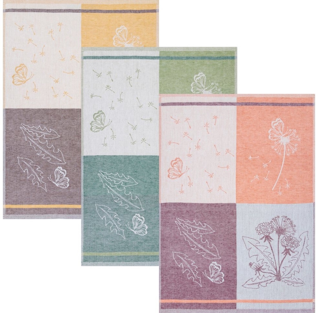 Kracht Geschirrtuch Geschirrtuch "Pusteblume" 3er-Pack, Halbleinen Motiv Bild 1