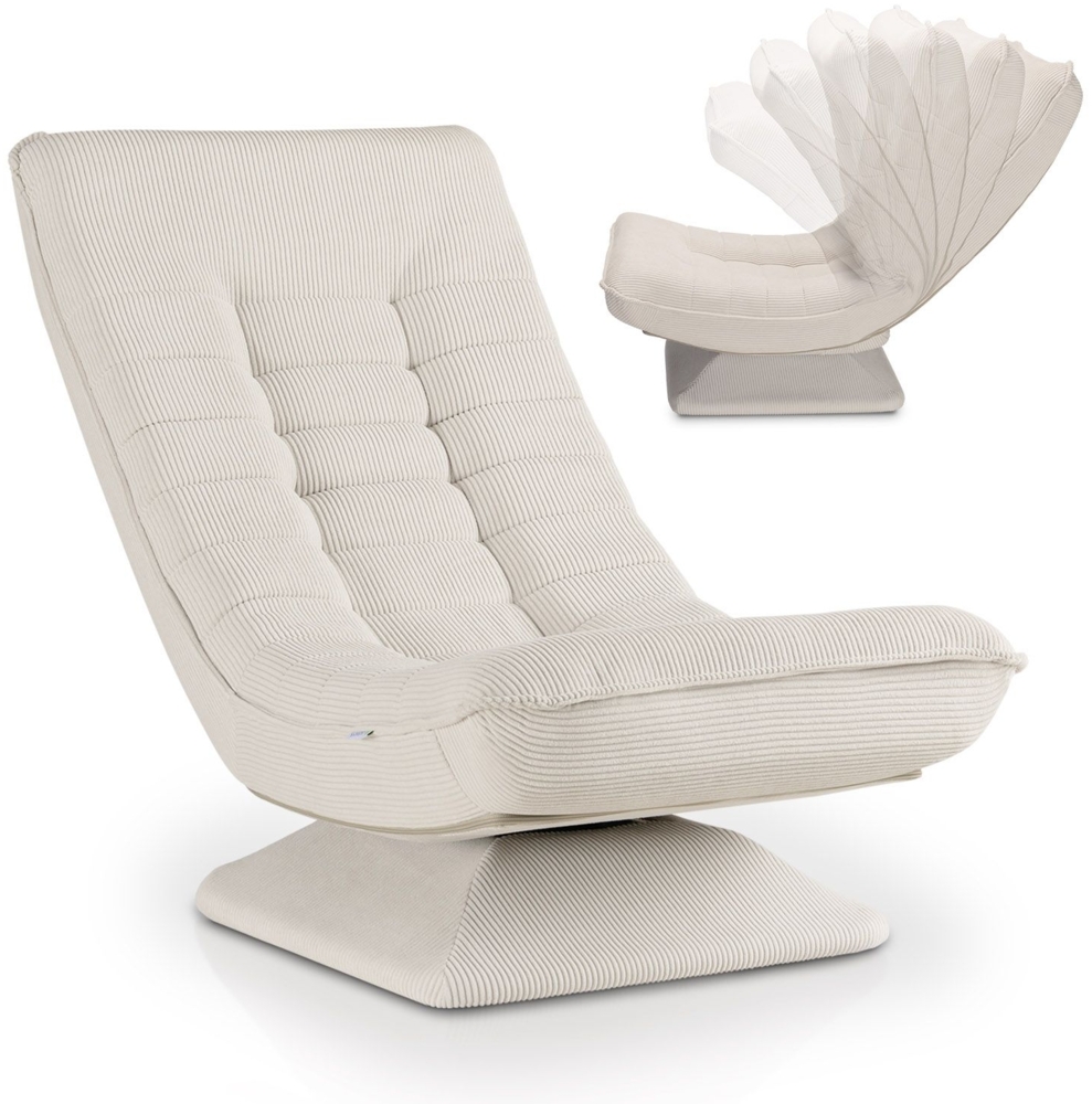 Juskys Relaxsessel Korsika - ergonomisches Design, 360° drehbar, hoher Komfort, klappbar, modernes Design, 5-lagige Polsterung, Cord-Bezug - Beige Bild 1