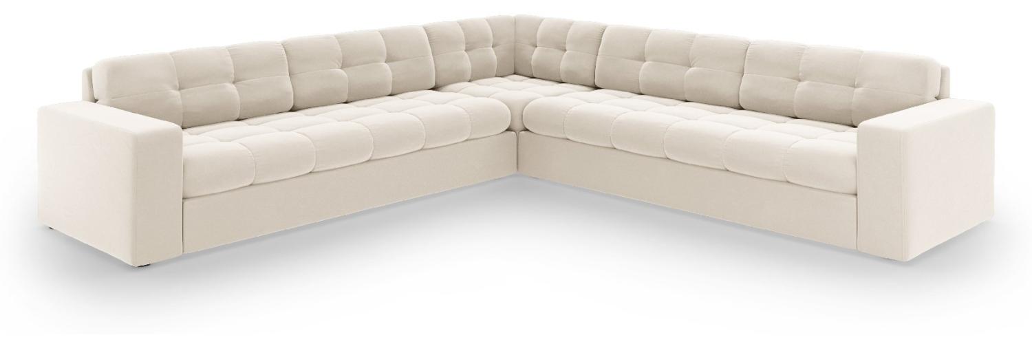 Micadoni Symmetrisches Ecksofa Justin 5-Sitzer Samtstoff Helles Beige Bild 1