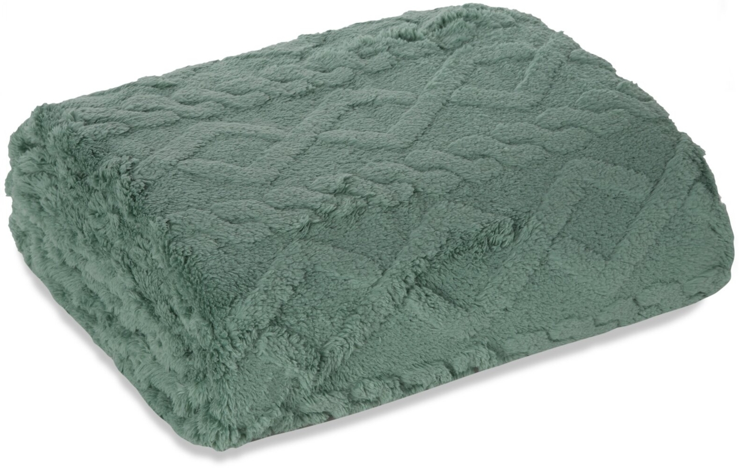 Weiche Wohndecke Decke Kuscheldecke mit elegantem Zopf Muster 220x200 cm minze Bild 1