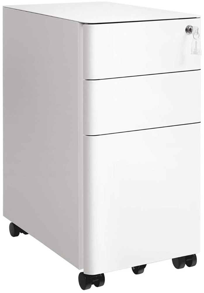 Songmics Rollcontainer abschließbar, Stahl Weiß, 30 x 46 x 59,2 cm Bild 1
